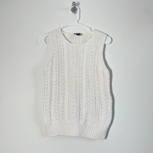 Ann Taylor Sweater Vest Women US M Cream Knit Academia Casual Stretch Minimal - Picture 8 of 8